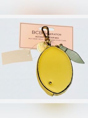 🆕 BCBGeneration Yellow Lemon Bag Charm 💛 Wallet 💛 Key Chain